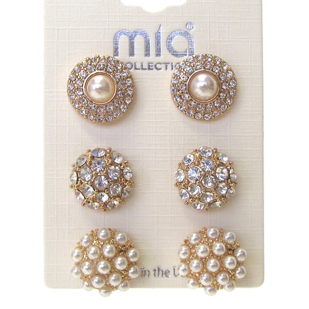 CRYSTAL & PEARL EARRINGS BUNDLE 3 WEDDING EVENING - Picture 1 of 2